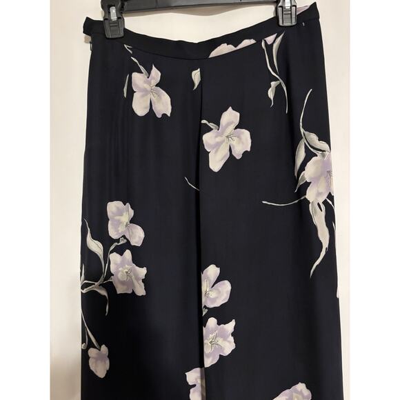 Ann Taylor LOFT Skirt 8 Maxi Long Silk Blue Floral - Picture 3 of 9